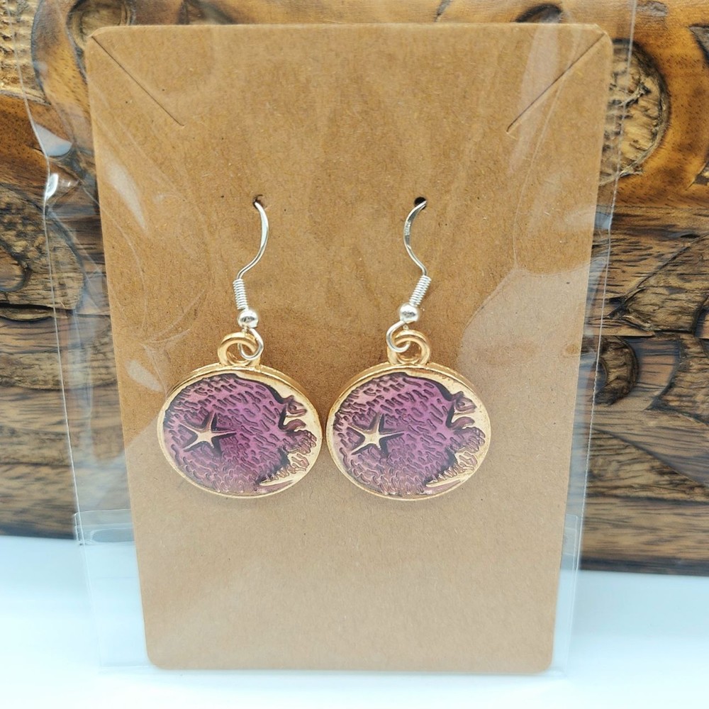Celestial Moon Earrings Purple